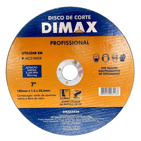 Disco De Corte Polegadas Inox Dimax Ref Dmx Distac