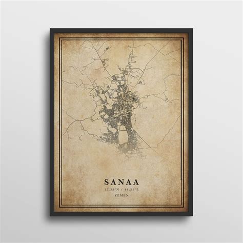 Sanaa Map Yemen Sanaa Map Print Sanaa Map Art Sanaa Gift - Etsy