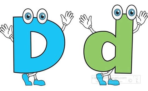 Cartoon Style Letters Upper And Lower Case Letter Alphabet D Upper