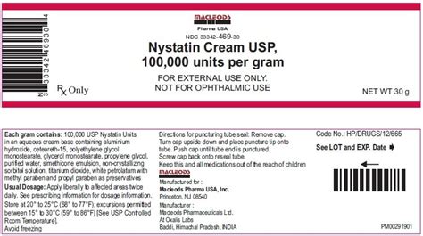 Nystatin Cream Package Insert / Prescribing Information - Drugs.com