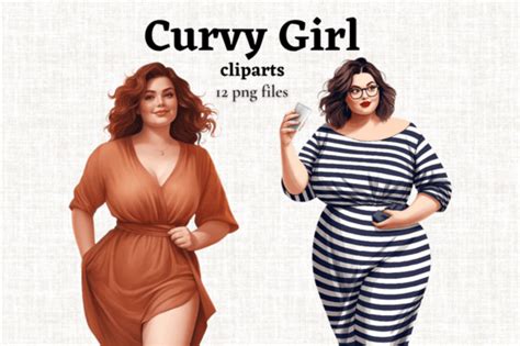 Beautiful Curvy Girl Illustration Png Graphic By Mashmashstickers