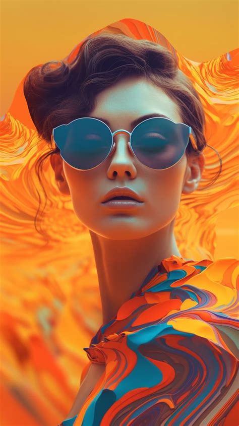 A Woman Wearing Sunglasses And An Orange Background Is Featured In This Digital Art Photobook