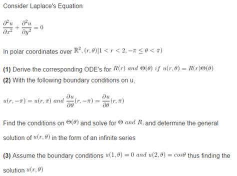 Consider Laplace S Equation In Polar Coordinates Chegg