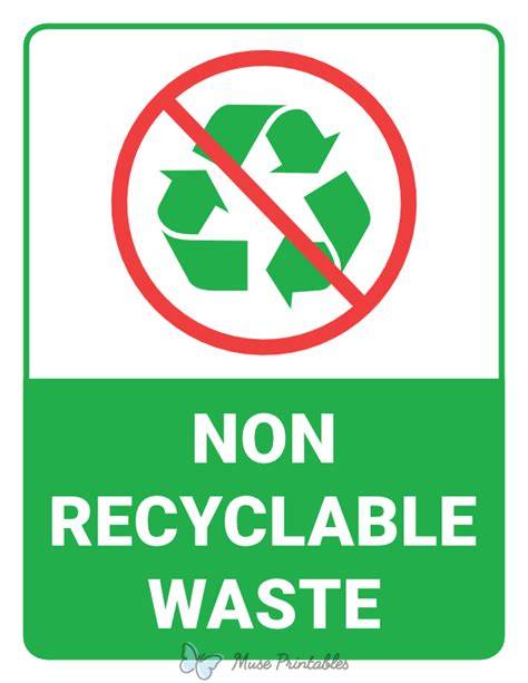 Printable Non Recyclable Waste Sign