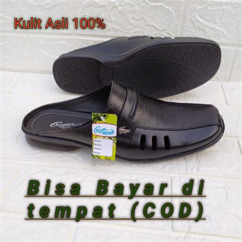 Jual Sepatu Selop Bustong Kulit Pria Crododile Shopee Indonesia