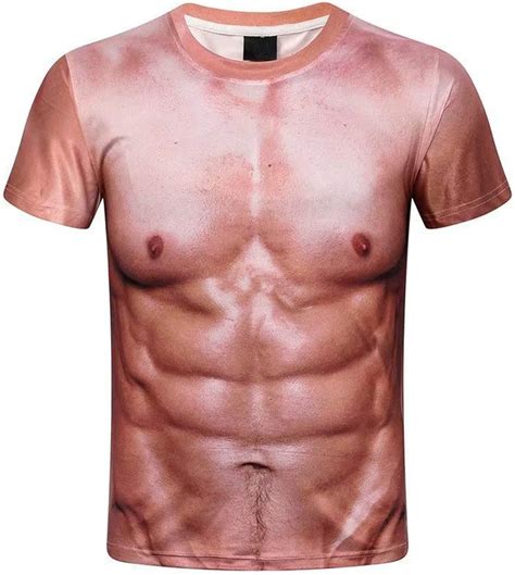 Mens Funny 3d Muscle Printed T Shirt Novelty Body Print T Shirt Blouse Tops For Men Fashion