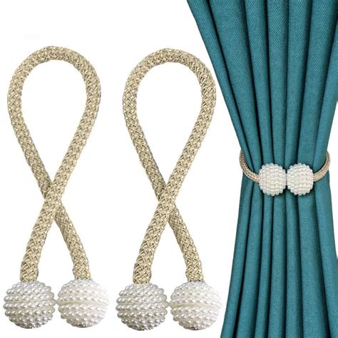 1pc Curtain Tieback Elastic Fashion Pearl Clips Holder Buckle Clip Home