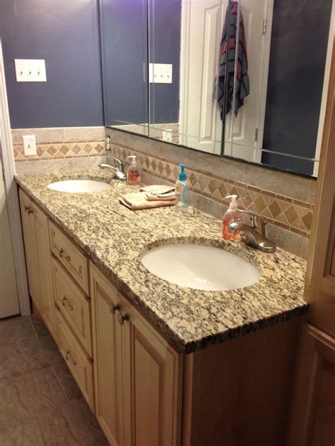 Bathroom Granite Countertop With Tile Backsplash – Countertops Ideas