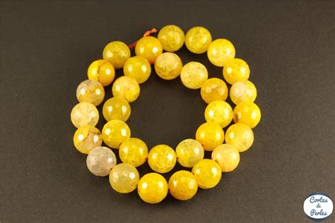 Grossiste perles semi précieuses en agate 12mm jaune canari pas cher