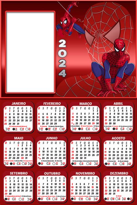 Calend Rio Homem Aranha Moldura Png Digital Gr Tis