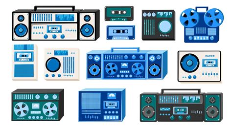 Set Of Bleautiful Old Retro Vintage Isometry Musical Electronics Equipment Audio Cassette