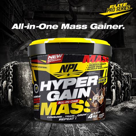 Npl Hyper Gain Mass 88lbs22lbs 4kg1kg Mass Gain High Carbo Muscle Sizing Recovery