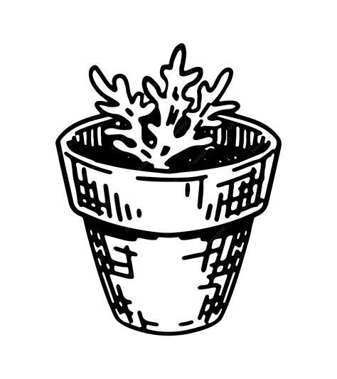 Premium Vector Potted Plant Outline Doodle Sketch Of Gardening