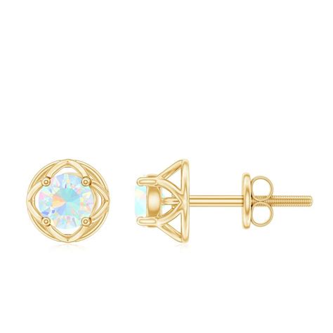 Eenvoudige Ethiopische Opal Solitaire Flower Stud Oorbellen In 2024