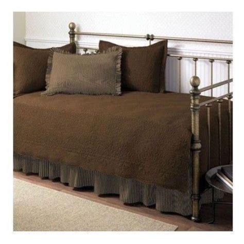 Brown 5 piece pc Twin Daybed Set Quilted Cotton Cover Bedding Shams Skirt Home | eBay