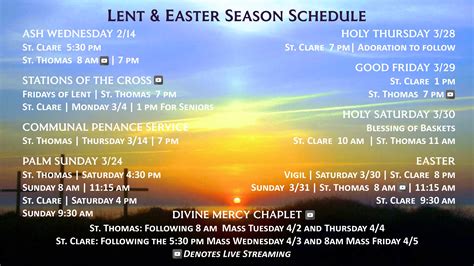 Mass Schedule - St. Clare Catholic Church