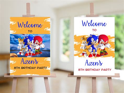 Welcome Sign, Birthday Party Sign, Birthday Party Decor, Editable Digital Canva Template, Sonic ...