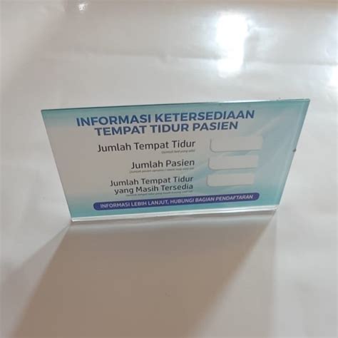 Jual Informasi Ketersediaan Bed Pasien Akrilik Informasi Tempat Tidur