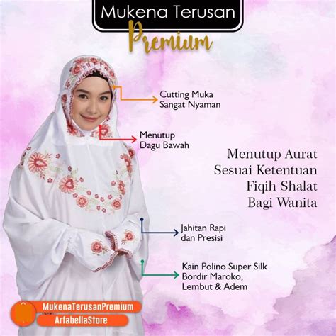 Jual Mukena Terusan Premium Putih Arfabella Store Polino Super Silk