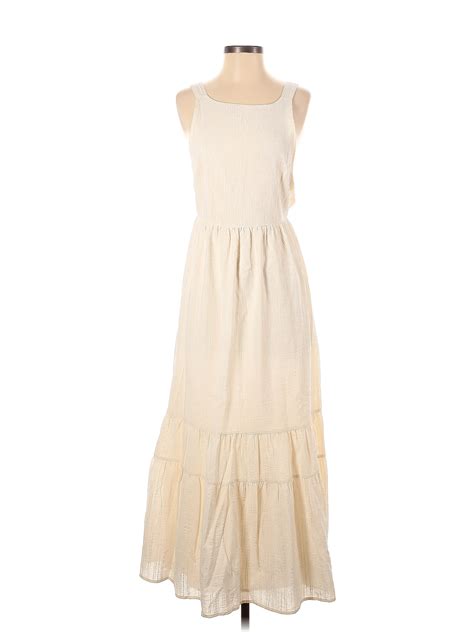 Zara 100 Cotton Solid Ivory Casual Dress Size S 42 Off Thredup