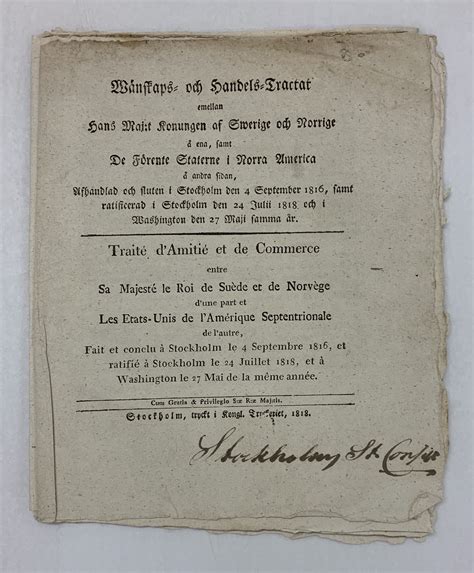 Printing of 1818 Treaty with Sweden - The National Museum of American ...