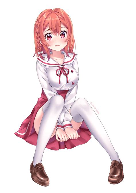 Safebooru 1girl Artist Name Bangs Between Legs Blush Bow Braid