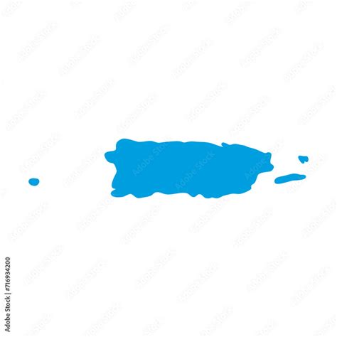 Puerto Rico Map Vector Pale Blue Isolated On White Background Flat