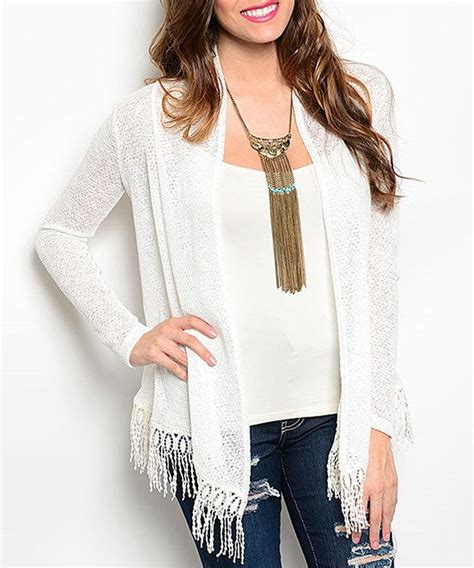 Buy In America White Fringe Open Cardigan Zulily White Sweater