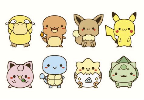 POKÉMON KAWAII Dibujos para dibujar colorear imprimir y recortar