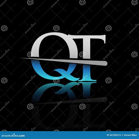 Initial Logotype Letter Qt Company Name Colored Blue And Silver Swoosh