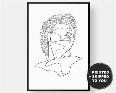 Greek Statue Bust Minimal Line Drawing Print Greek Mythology - Etsy