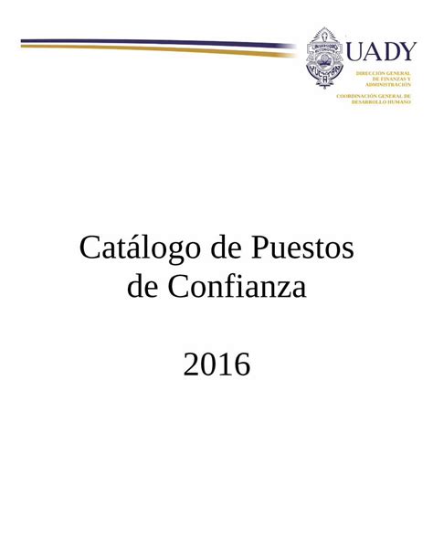 Pdf Catálogo De Puestos De Confianza 201616 Participar En Las