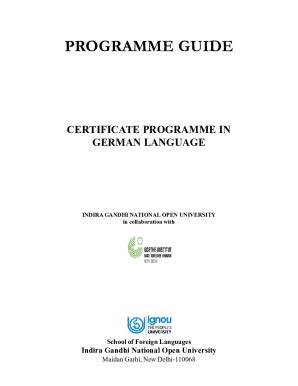 Fillable Online Egyankosh Ac Certificate In German Languageindira