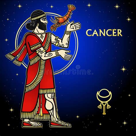 Cartoon Color Illustration Zodiac Sign Cancer Stock Vector