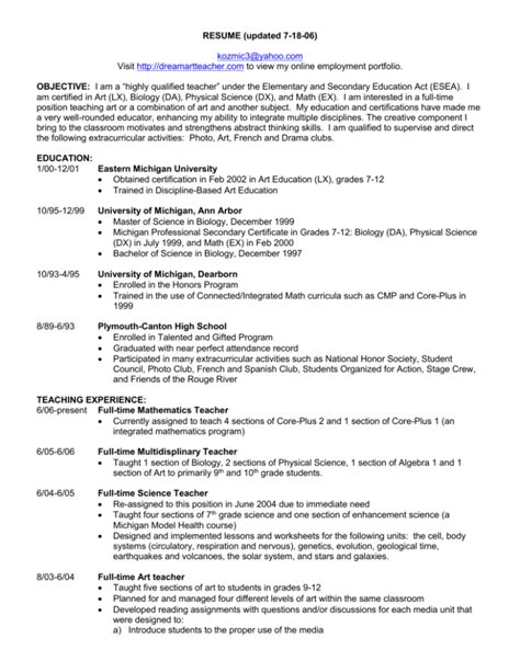 Resume My Employment Portfolio