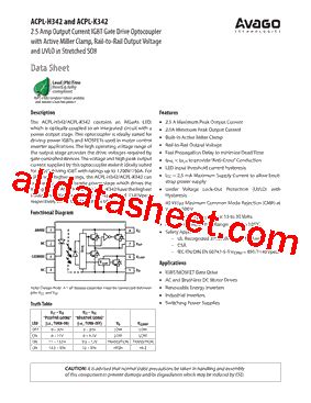 ACPL K342 500E Datasheet PDF AVAGO TECHNOLOGIES LIMITED