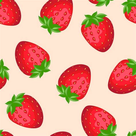 Modèle sans couture de dessin animé fraises rouges fraîches Vecteur