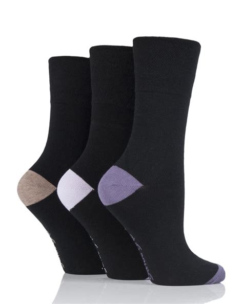 Gentle Grip 3pk Crew Socks Heel And Toe Womens 4 8