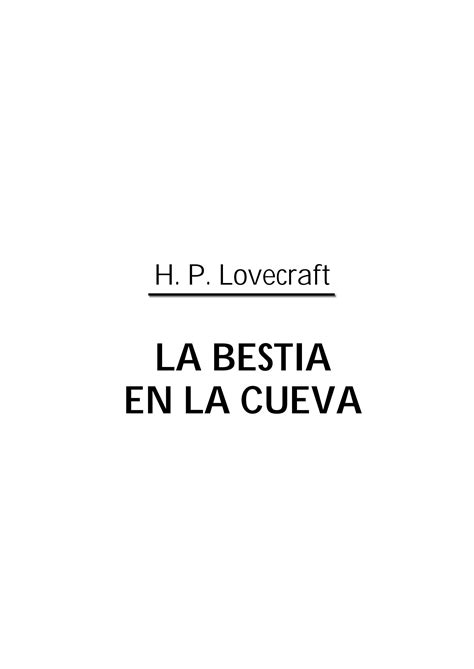 Solution H P Lovecraft La Bestia En La Cueva Studypool