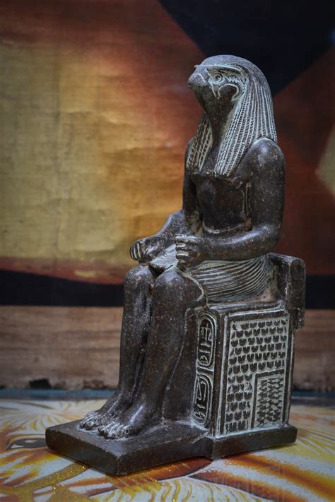 Statue Falcon Headed God Horus Seated Sculpture Granite Etsy