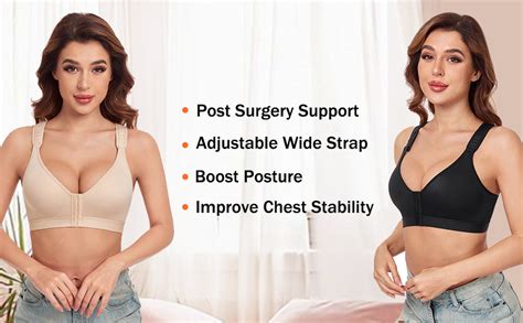 Haci Post Surgical Bra Front Closure Non Padded Wirefree Racerback