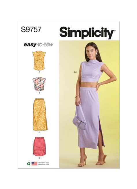 S9757 Misses Knit Top And Skirt In Two Lengths Simplicity