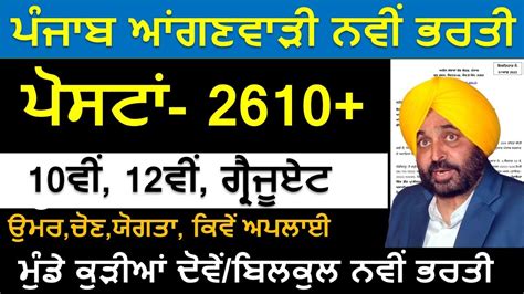 Punjab Anganwadi Bharti 2023 24 Punjab Anganwadi Recruitment 2023 24