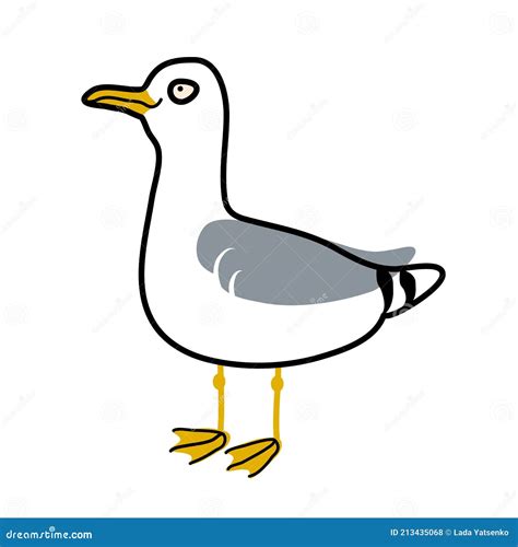 Seagull Cartoon Comic Drawing Black Outline Ai Generated Royalty