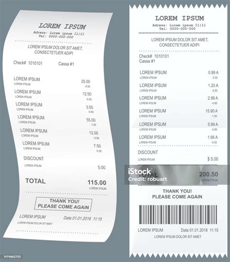 Realistic Paper Shop Receipt With Barcode Vector Shop Terminal ...