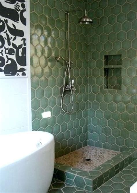 Green Hexagon Bathroom Tile Shower Green Tile Bathroom Tile Bathroom Green Bathroom