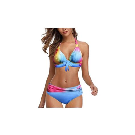 Zhiyao Bikini Da Donna Con Push Up Crossover Costume Da Bagno In Due Pezzi Colore Rosso S