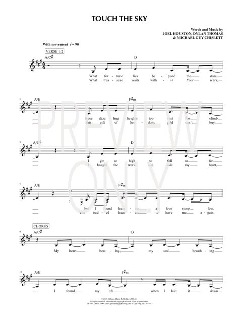 Touch The Sky Lead Sheet Lyrics Chords Hillsong United Worship