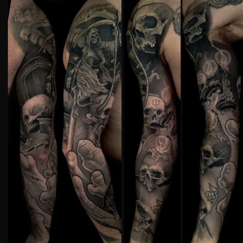 Skull Sleeve Tattoo Drawings