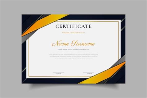 Diseño De Plantilla De Certificado Elegante Dorado Vector Premium